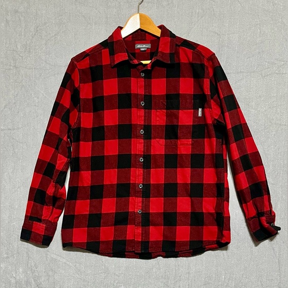 Eddie Bauer Other - Eddie‎ Bauer Buffalo Red Black Checkered Button Flannel Shirt Men’s Size Large
